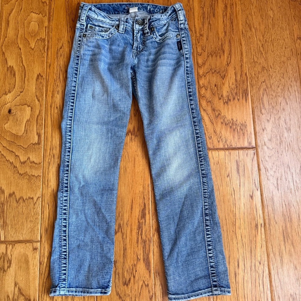 Silver Jeans Girls Light Wash Blue Denim Capris